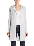Cashmere Saks Fifth Avenue Open Front Hooded Cashmere Cardigan