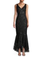 Calvin Klein Floral Embroidered Sequin High-low Trumpet Gown