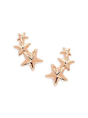 Saks Fifth Avenue 14k Rose Gold Triple Star Crawler Earrings