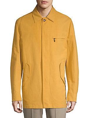 Luciano Barbera Linen-blend Collared Jacket