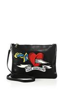 Love Moschino Embroidered Heart & Dagger Faux Leather Crossbody Bag