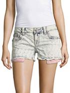Miss Me Patterned Frayed Shorts