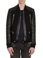 Balmain Mixed Media Leather Zipper Jacket