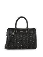 Karl Lagerfeld Paris Embellished Quilted Chevron Leather Satchel