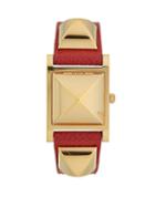 Herm S Courchevel Goldplated Stainless Steel & Grained Leather-strap Flip Case Watch