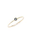 Suzanne Kalan Black Diamond And 14k Yellow Gold Thin Stackable Ring