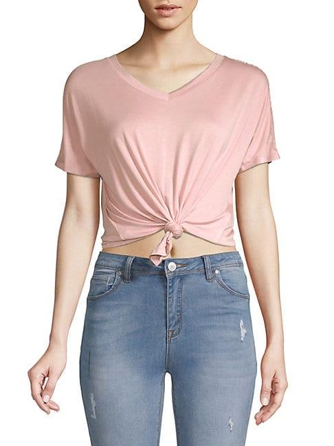 Lala Anthony Relaxed Tie-front Cropped Tee