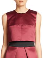 Milly Duchess Satin Cropped Seamed Shell