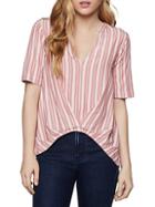 Bcbgeneration Striped Pleated-front Top