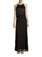 Aidan Mattox Sequined Popover Gown
