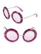 Dolce & Gabbana 50mm Glittered Round Sunglasses