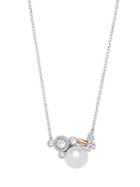 Faux Pearl And Swarovski Crystal Sterling Silver Necklace