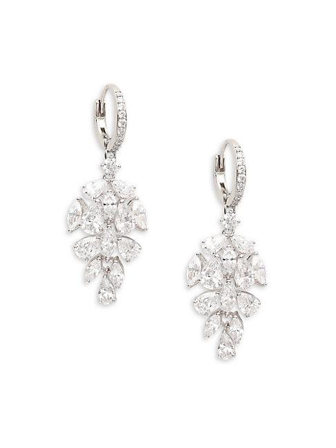 Adriana Orsini Rhodium-plated & Crystal Cluster Drop Earrings