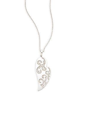 Effy Diamond & 14k White Gold Solid Fill Heart Pendant Necklace
