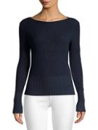 Theory Boatneck Cotton-blend Knit Sweater