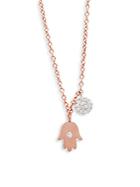 Meira T Diamond And 14k Rose Gold Hand Pendant Necklace