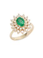 Effy Emerald Diamond & 14k Yellow Gold Blooming Lotus Ring