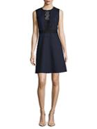 Elie Tahari Embroidered Lace Accented Dress