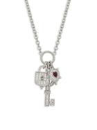 Judith Ripka Sterling Silver & Cubic Zirconia Lock & Key Pendant Necklace