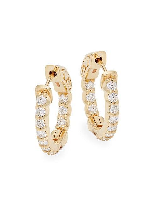 Saks Fifth Avenue Diamond 14k Yellow Gold Huggie Hoop Earrings