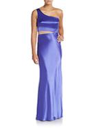 Abs Satin One-shoulder Cutout Gown