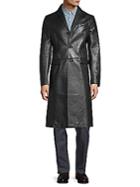 Valentino Notch Lapel Leather Topcoat