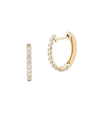 Nephora Pav&eacute; Diamond & Gold Huggie Earrings