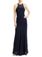 Halston Sleeveless Georgette Ruched Gown