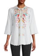 Johnny Was Limon Embroidered Cotton Blouse