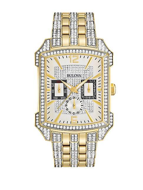 Bulova Crystals Stainless Steel Two-tone Bracelet Watch