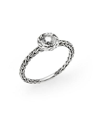 John Hardy Sterling Silver Carved Chain Disc Ring