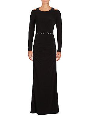 Laundry By Shelli Segal Matte Cold-shoulder Gown