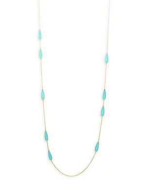Ippolita Polished Rock Candy Turquoise And 18k Gold Long Station Necklace