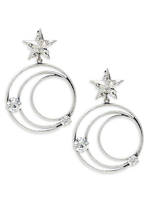 Dannijo Silvertone & Swarovski Crystal Lucky Earrings