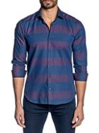 Jared Lang Colorblock Striped Cotton Button-down Shirt