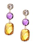Effy 14kt. Rose And White Gold Multi-stone Drop Earrings