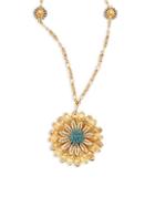 Miriam Haskell Goldtone Flower Pendant Necklace