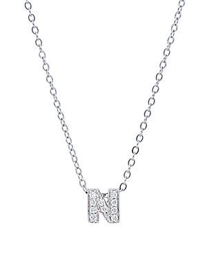 Nephora Diamond & 14k White Gold N Initial Pendant Necklace