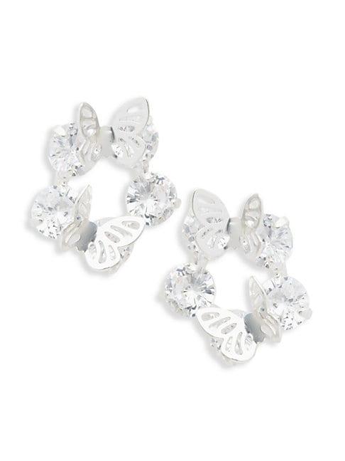 Ava & Aiden Silvertone Cubic Zirconia Butterfly Earrings