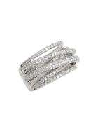 Sterling Forever Curved Crystal And Sterling Silver Band Ring