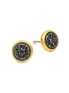 Gurhan Amulet 24k Gold & Black Diamond Pav&eacute; Stud Earrings