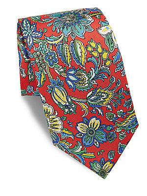 Saks Fifth Avenue Made In Italy Floral-print Silk Tie