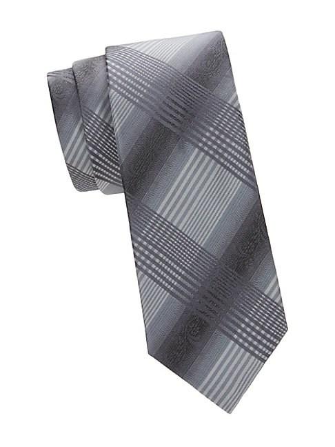 Saks Fifth Avenue Made In Italy Check Silk Tie