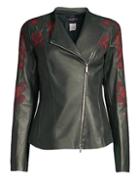 Lafayette 148 New York Aimes Embroidered Leather Moto Jacket