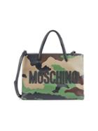 Moschino Camo-print Leather Crossbody Bag