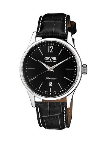 Gevril Five Points Stainless Steel Leather Strap Watch