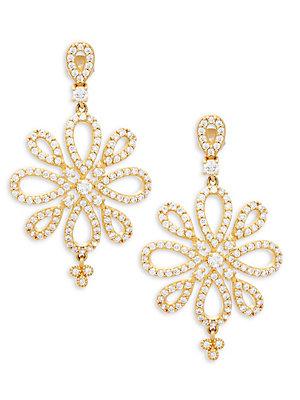Freida Rothman Crystal Pave Sterling Silver Drop Earrings