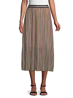 Lea & Viola Plus Striped Midi Skirt