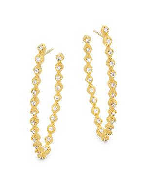Freida Rothman Crystal Rope Hoop Earrings