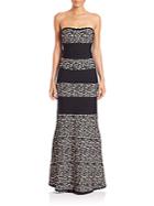Herve Leger Strapless Jacquard Knit Gown